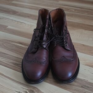 Selected Homme Burgundy Wingtip Leather Boots - Men's EU 41 / US 8